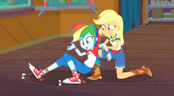 Size: 3980x2204 | Tagged: safe, artist:ewie2002, imported from derpibooru, screencap, applejack, rainbow dash, equestria girls, clothes, converse, shoes