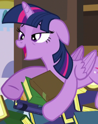 Size: 572x719 | Tagged: safe, imported from derpibooru, screencap, twilight sparkle, alicorn, pony, princess spike (episode), season 5, book, book nest, bookhorse, cropped, faic, female, majestic as fuck, mare, nest, nesting instinct, open mouth, out of context, purple smart, sleepy, solo, that pony sure does love books, twilight sparkle (alicorn)