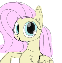 Size: 790x795 | Tagged: safe, artist:norre, imported from twibooru, fluttershy, pegasus, pony, female, happy, image, legs raised, mare, png, simple background, smiling, smiling at you, solo, white background