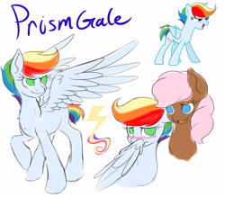 Size: 4000x3500 | Tagged: safe, artist:grace-likes-cake, imported from derpibooru, oc, oc only, oc:prism gale, oc:sweet tooth, earth pony, pegasus, pony, blushing, bust, duo, female, hiding behind wing, mare, name, no pupils, offspring, parent:cheese sandwich, parent:pinkie pie, parent:rainbow dash, parent:soarin', parents:cheesepie, parents:soarindash, simple background, smiling, smirk, spread wings, white background, wings