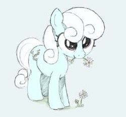 Size: 255x239 | Tagged: safe, artist:mandumustbasukanemen, imported from twibooru, linky, shoeshine, earth pony, pony, cute, eating, female, flower, image, low res image, mare, needs more jpeg, simple background, solo
