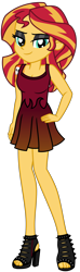 Size: 2712x9198 | Tagged: safe, artist:emeraldblast63, imported from derpibooru, sunset shimmer, human, equestria girls, bare shoulders, breasts, cleavage, clothes, dress, eyeshadow, legs, makeup, open-toed shoes, shoes, simple background, sleeveless, solo, tattoo, toes, transparent background