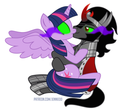 Size: 1000x895 | Tagged: safe, artist:jennieoo, imported from derpibooru, king sombra, twilight sparkle, alicorn, pony, unicorn, female, hug, hugging a pony, kiss on the lips, kissing, male, mind control, shipping, show accurate, simple background, sitting on lap, sombra eyes, straight, transparent background, twibra, twilight sparkle (alicorn), vector