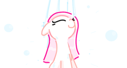 Size: 656x355 | Tagged: safe, artist:algoatall, pinkie pie, earth pony, pony, bubble, female, gartic phone, mare, shower, simple background, smiling, solo, wet, wet mane, white background