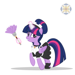 Size: 2000x2000 | Tagged: safe, artist:elementbases, artist:r4hucksake, imported from derpibooru, twilight sparkle, alicorn, pony, alternate hairstyle, base used, blushing, clothes, collar, cute, dress, duster, female, glowing, glowing horn, grin, hoof shoes, horn, magic, maid, maid headdress, maidlight sparkle, mare, raised hoof, simple background, skirt, smiling, solo, transparent background, twiabetes, twilight sparkle (alicorn)