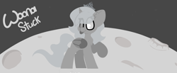 Size: 9680x4000 | Tagged: safe, artist:moonydusk, imported from derpibooru, princess luna, alicorn, pony, moonstuck, ;p, female, filly, hat, monochrome, one eye closed, tongue out, woona, younger