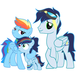 Size: 1280x1280 | Tagged: safe, artist:tsunamirose08, imported from derpibooru, rainbow dash, soarin', oc, oc:sky high, pegasus, pony, female, filly, foal, male, mare, offspring, parent:rainbow dash, parent:soarin', parents:soarindash, shipping, simple background, soarindash, stallion, straight, transparent background, vector