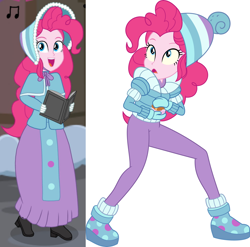 Size: 3264x3225 | Tagged: safe, artist:robukun, imported from derpibooru, pinkie pie, human, equestria girls, equestria girls series, holidays unwrapped, spoiler:eqg series (season 2), caroling, clothes, dress, long dress, long skirt, skirt, solo, victorian, victorian dress, winter outfit