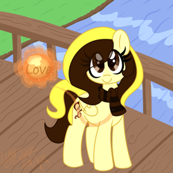 Size: 2000x2000 | Tagged: safe, artist:ladylullabystar, imported from derpibooru, oc, oc:guylian, pegasus, pony, ball, female, looking at you, magic, mare, solo