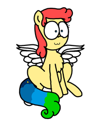 Size: 3023x3351 | Tagged: safe, artist:professorventurer, imported from derpibooru, oc, oc:power star, pegasus, pony, :3, blank stare, chest fluff, female, mare, pegasus oc, rule 85, simple background, sitting, spread wings, super mario 64, super mario bros., white background, wings
