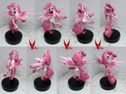 Size: 2391x1780 | Tagged: safe, artist:viistar, imported from derpibooru, pinkie pie, pegasus, pony, craft, female, g5 concept leaks, mare, pegasus pinkie pie, pinkie pie (g5 concept leak), race swap, sculpture, solo, spread wings, wings