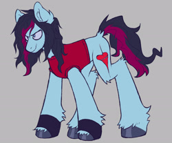 Size: 2470x2050 | Tagged: safe, artist:mxmx fw, imported from derpibooru, earth pony, pony, bert mccracken, blue eyes, clothes, dyed mane, dyed tail, emo, gloves, hoof polish, male, ponified, shirt, smiling, solo, stallion, tail, the used, two toned mane, two toned tail, unshorn fetlocks