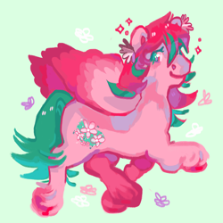 Size: 2048x2048 | Tagged: safe, artist:poniesart, imported from derpibooru, pegasus, pony, g3, green background, simple background, solo, twinkle bloom