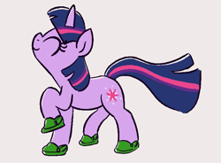 Size: 763x561 | Tagged: safe, artist:algoatall, imported from derpibooru, twilight sparkle, pony, unicorn, crocs, cute, eyes closed, female, mare, nose in the air, simple background, solo, twiabetes, twilight crockle, unicorn twilight, white background