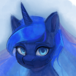 Size: 1536x1536 | Tagged: safe, artist:rily, imported from derpibooru, princess luna, alicorn, female, looking at you, simple background, solo