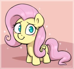 Size: 1452x1340 | Tagged: safe, artist:heretichesh, imported from derpibooru, fluttershy, pegasus, pony, blush sticker, blushing, cute, daaaaaaaaaaaw, female, filfil, filly, filly fluttershy, looking at you, no pupils, shyabetes, smiling, smiling at you, smol, solo, sparkles, younger