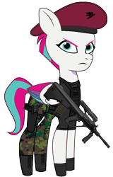 Size: 705x1104 | Tagged: safe, artist:edy_january, artist:prixy05, edit, imported from derpibooru, vector edit, zipp storm, pegasus, pony, angry, armor, assault rifle, barrette, body armor, boots, british, call of duty, call of duty: modern warfare 2, camouflage, clothes, commando, commando elite, desert eagle, england, g5, gloves, gun, handgun, hat, looking at you, military, military uniform, my little pony: tell your tale, pistol, rifle, shirt, shoes, simple background, soldier, soldier pony, solo, special forces, steyr aug, transparent background, uniform, united kingdom, vector, weapon