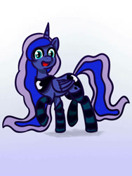 Size: 750x1000 | Tagged: safe, artist:rockset, imported from ponybooru, princess luna, alicorn, pony, clothes, socks, solo