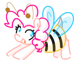 Size: 391x319 | Tagged: safe, artist:algoatall, pinkie pie, earth pony, pony, animal costume, bee costume, clothes, costume, female, gartic phone, happy, mare, simple background, smiling, solo, white background