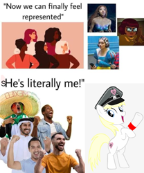 Size: 500x600 | Tagged: safe, imported from ponybooru, oc, oc:aryanne, human, pony, aria property cinematic universe, armband, caption, female, human female, human male, male, meme, nazi, nazi armband, relatable, sieg heil, swastika