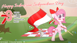 Size: 2632x1481 | Tagged: safe, artist:tanahgrogot, imported from ponybooru, oc, oc:annisa trihapsari, earth pony, pony, digital art, female, indonesia, tail