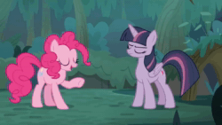 Size: 1280x720 | Tagged: safe, artist:tridashie, edit, edited screencap, imported from derpibooru, screencap, mean twilight sparkle, pinkie pie, twilight sparkle, alicorn, earth pony, pony, friendship is musical, the mean 6, animated, bipedal, caption, g4, image macro, song reference, sound, text, twilight sparkle (alicorn), webm