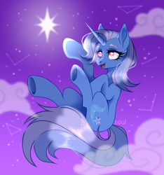 Size: 1060x1132 | Tagged: safe, artist:cursed soul, imported from derpibooru, trixie, pony, unicorn, constellation, floating, open mouth, open smile, smiling, solo, stars