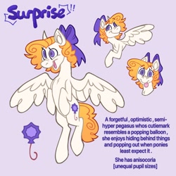 Size: 680x680 | Tagged: safe, artist:partyponypower, imported from derpibooru, surprise, pegasus, pony, alternate cutie mark, curly hair, description, g1, purple eyes, simple background, yellow hair