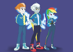 Size: 828x591 | Tagged: safe, artist:nightglowfan, imported from derpibooru, fire streak, rainbow dash, silver lining, silver zoom, human, equestria girls, female, male, wonderbolts