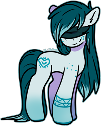 Size: 1446x1800 | Tagged: safe, artist:sexygoatgod, imported from derpibooru, oc, oc only, earth pony, adoptable, blindfold, female, simple background, solo, tattoo, transparent background