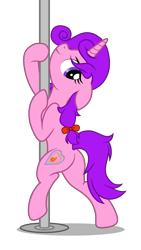 Size: 3405x6050 | Tagged: safe, artist:equestria secret guard, imported from derpibooru, oc, oc only, oc:candlelight warmth, pony, unicorn, butt, female, horn, looking at you, mare, plot, pole, pole dancing, sexy, simple background, stripper pole, transparent background, unicorn oc