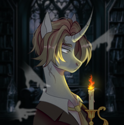 Size: 1520x1533 | Tagged: safe, artist:cursed soul, imported from derpibooru, unicorn, candle, complex background, original character do not steal, solo