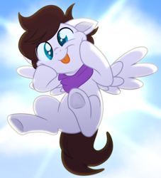 Size: 3670x4038 | Tagged: safe, artist:saverpon3, artist:starshade, imported from derpibooru, oc, oc only, oc:markey malarkey, pegasus, pony, :p, bandana, base used, crossover, ponified, show accurate, silly, silly pony, sky, solo, the mark side, tongue out, underhoof