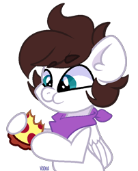 Size: 600x744 | Tagged: safe, artist:c1trine, artist:saverpon3, imported from derpibooru, oc, oc only, oc:markey malarkey, pegasus, pony, bandana, crossover, cute, eating, food, pepperoni pizza, pizza, ponified, solo, the mark side