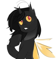 Size: 792x830 | Tagged: safe, artist:madence, imported from derpibooru, oc, oc only, changeling, pony, cute, digital art, female, mare, simple background, solo, yellow changeling