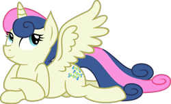 Size: 3877x2350 | Tagged: safe, artist:ispincharles, imported from derpibooru, bon bon, sweetie drops, alicorn, pony, alicornified, bonicorn, female, lying down, mare, prone, race swap, simple background, transparent background