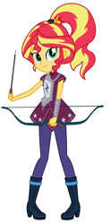 Size: 1080x2200 | Tagged: safe, artist:sarahalen, imported from derpibooru, sunset shimmer, equestria girls, friendship games, alternate hairstyle, alternate universe, archery, base used, clothes, crystal prep academy uniform, female, role reversal, school uniform, simple background, solo, white background