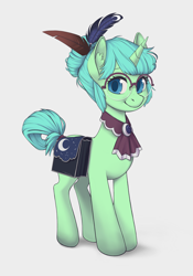 Size: 2734x3897 | Tagged: safe, artist:taytinabelle, derpibooru exclusive, imported from derpibooru, oc, oc only, oc:serenity, pony, unicorn, bag, cutie mark accessory, ear fluff, ear freckles, female, freckles, glasses, hair bun, happy, looking at you, mare, messy mane, messy tail, neckerchief, quill, round glasses, saddle bag, simple background, smiling, solo, story in the source, tail, tail wrap, white background