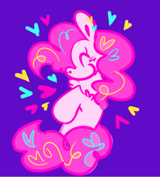 Size: 663x729 | Tagged: safe, artist:pankiepoo, imported from derpibooru, pinkie pie, earth pony, pony, chest fluff, cute, diapinkes, eyes closed, female, happy, heart, mare, purple background, simple background, smiling, solo