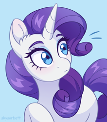 Size: 1916x2175 | Tagged: safe, artist:skysorbett, imported from derpibooru, rarity, pony, unicorn, eyeshadow, female, g4, makeup, mare, raised hoof, simple background, solo, surprised