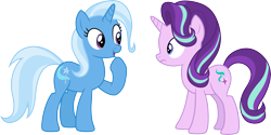 Size: 6000x3000 | Tagged: safe, artist:cloudy glow, imported from derpibooru, starlight glimmer, trixie, pony, unicorn, a horse shoe-in, .ai available, duo, duo female, female, mare, simple background, transparent background, vector