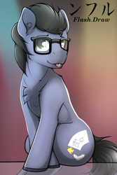 Size: 512x768 | Tagged: safe, artist:flash_draw, imported from derpibooru, oc, oc only, oc:flashdraw, pony, cute, glasses, male, solo