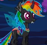 Size: 165x160 | Tagged: safe, imported from derpibooru, rainbow dash, changeling, changelingified, cropped, dashling, female, gameloft, my little pony: magic princess, species swap