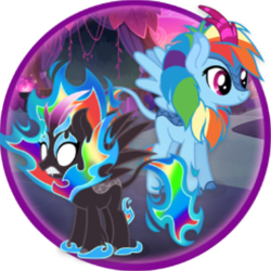 Size: 472x472 | Tagged: safe, imported from derpibooru, rainbow dash, kirin, nirik, cropped, female, gameloft, kirin rainbow dash, kirin-ified, my little pony: magic princess, species swap