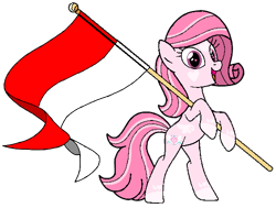 Size: 558x421 | Tagged: safe, artist:noi kincade, artist:noikincade67, imported from derpibooru, oc, oc only, oc:annisa trihapsari, earth pony, pony, cute, earth pony oc, flag, happy, heart, indonesia, ocbetes, open mouth, open smile, redesign, simple background, smiling, solo, transparent background