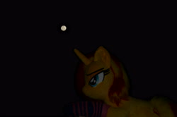 Size: 4928x3264 | Tagged: safe, artist:ponimalion, imported from derpibooru, sunset shimmer, pony, unicorn, irl, moon, night, photo, plushie, solo