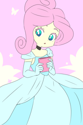 Size: 3512x5268 | Tagged: safe, artist:qsky, imported from derpibooru, fluttershy, human, equestria girls, absurd resolution, alternate hairstyle, cellphone, choker, cinderella, clothes, dress, female, phone, smartphone, solo, white pupils