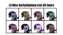 Size: 2560x1440 | Tagged: safe, imported from derpibooru, rarity, color, colored, colors, creepy, creepy ponies, creepypasta, fan made, lil miss rarity, rainbow.exe
