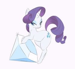 Size: 1000x913 | Tagged: safe, artist:hidden-cat, imported from derpibooru, rarity, pony, unicorn, bipedal, bipedal leaning, diamond, female, leaning, looking at you, simple background, solo, white background