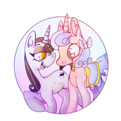 Size: 1000x1000 | Tagged: safe, artist:sugvr_alien, imported from derpibooru, moonlight raven, royal ribbon, pony, unicorn, crack shipping, duo, female, lesbian, shipping, simple background, white background